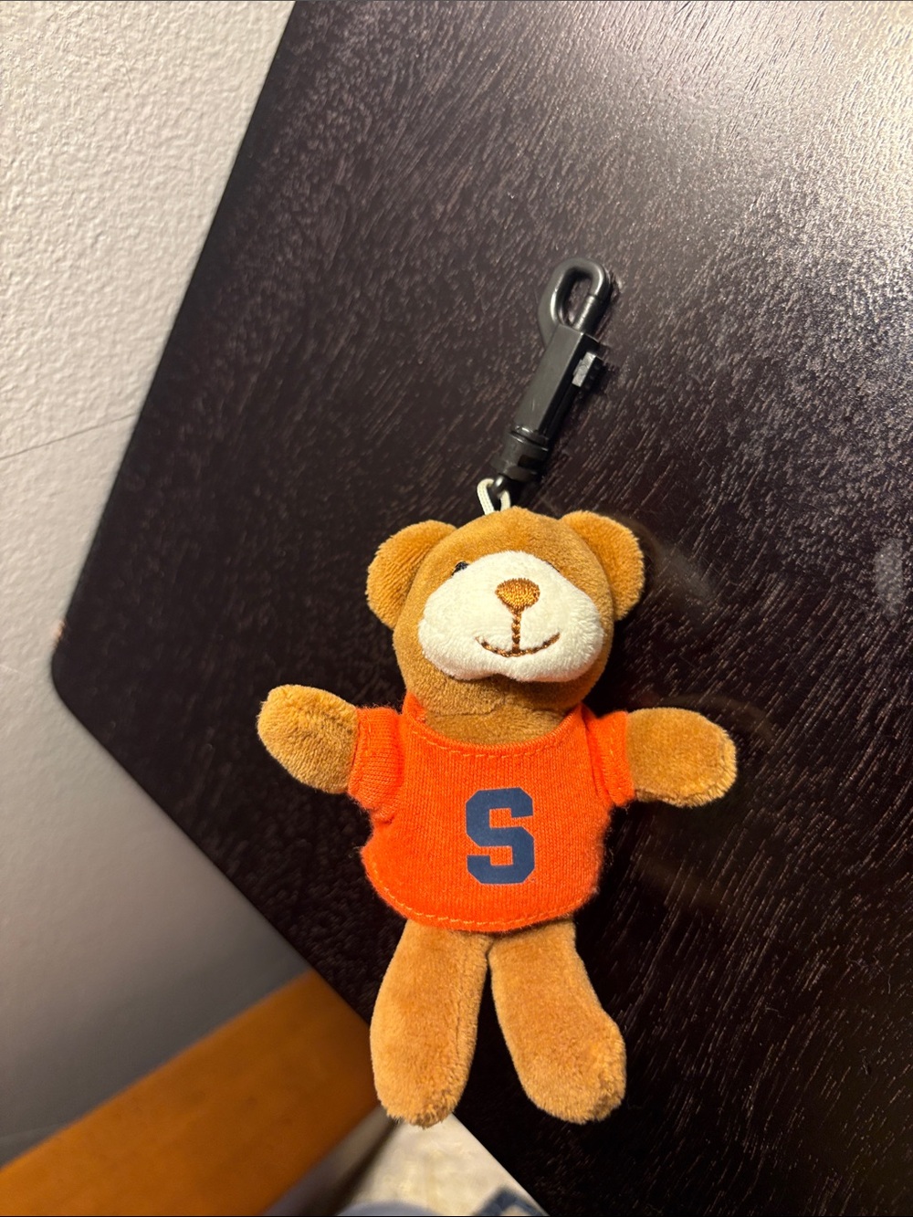 Plush Bear Keychain with Orange Shirt and 'S' Letter